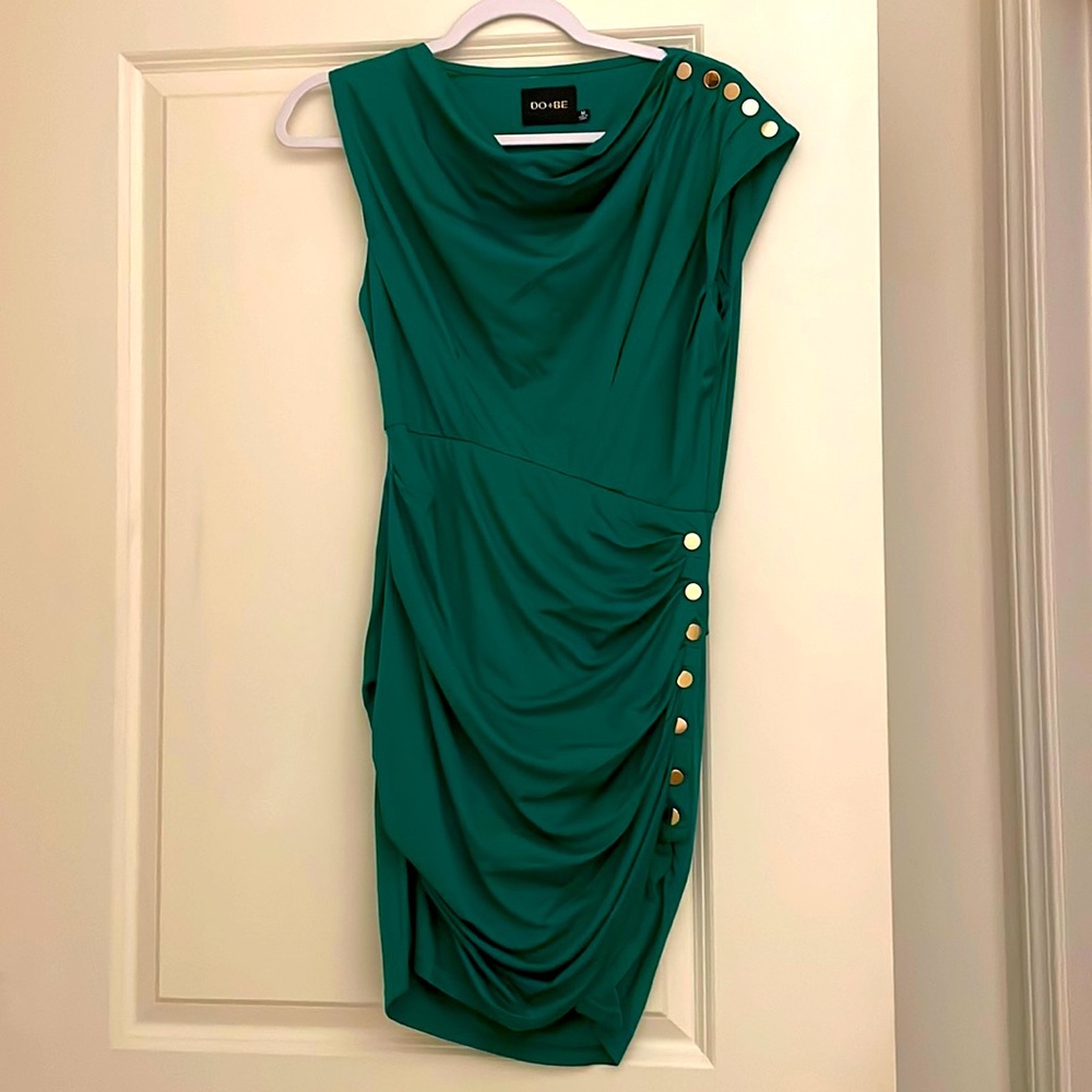 Green Do+Be mini dress with gold buttons. Brand new with tag size medium